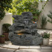 Concrete Rock Waterfall Fountain With LED Lights, Outdoor Garden Decor