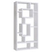 Geometric 10 Shelf Open Back Bookcase With Interlocking Shelves - White