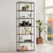 6 Tier Bookcase With Tempered Glass Shelves - Black / Nickel