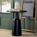 Stain Pedestal Accent Round Table With Lipped Top - Black