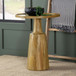Pedestal Accent Table With Eco Friendly Base And Round Lipped Top - Brown