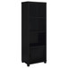 Sandl - 3 Shelf Media Tower With Cabinet Storage Solution - Black