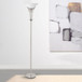Jessa - Torchiere Floor Lamp With Soft Glass Shade - Silver