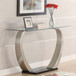 Lana - Satin Glass Top Base Console Table - Silver