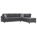 Johnston - Cushion Back Sectional With Pillows Elegant Upholstered Seating - Dark Gray
