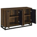 Thurston - 4 Door Accent Cabinet Carved Doors - Dark Brown