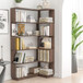 Freestanding Corner Bookshelf For Living Room - Dark Brown