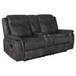 Franklin - Upholstered Padded Arm Reclining Loveseat With Center Console - Charcoal