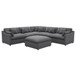 6 Piece Upholstered Modular Sectional Sofa With Reversible Cushions And Ottoman - Charcoal