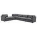 6 Piece Upholstered Modular Sectional Sofa With Reversible Cushions And Ottoman - Charcoal