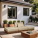 Mirella - 3 Piece Water Resistant Fabric Upholstered Outdoor Patio Modular Sofa
