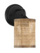 Reef - Single Lights Wall Sconce With Natural Shade Rustic Wicker Wall Light - Black / Rattan