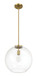 Gleam - Single Light Pendant Lamp With Clear Globe Satin - Antique Brass / Clear / Gold