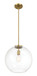 Gleam - Single Light Pendant Lamp With Clear Globe Satin - Antique Brass / Clear / Gold