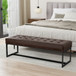 Penelope - Ottoman Bench With Genuine Leather Upholstery - Brown