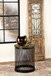 Aurora - Round Drum Base Accent Side Table - Natural And Black