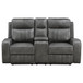 Raelynn - Upholstered Track Arm Motion Loveseat - Gray
