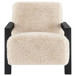 Fitzroy - Faux Fur Upholstered Chair Solid Wood Arms - Latte