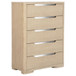 Ladera - 5-Drawer Bedroom Chest Of Drawers - Light Elm