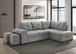 Roanne - Fabric Upholstered Sleeper Sectional Sofa - Gray