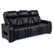 Zuma - Faux Leather Dual Power Reclining LED Sofa - Black