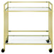 Cara - 2-Tier Rectangular Glass Shelf Metal Bar Cart - Brass