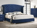 Melody - Upholstered Queen Wingback Bed - Pacific Blue