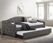 Sadie - Upholstered Twin Daybed With Trundle - Gray