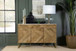 Keaton - 3-Door Marble Top Herringbone Accent Cabinet - Natural