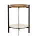 Adhvik - Round Side Table With Marble Shelf - Natural And Black