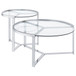 Delia - 2 Piece Round Glass Top Nesting Coffee Table - Chrome
