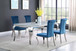 Carone - 5 Piece Rectangular White Glass Dining Set - Teal