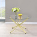 Beckham - Round Glass Top Dining Table - Brass