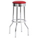 Retro - Upholstered Metal Swivel Bar Stool (Set of 2) - Red