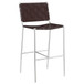 Adelaide - Upholstered Pub Height Bar Stool - Brown And Chrome