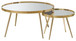 Kaelyn - 2 Piece Round Mirror Top Nesting Coffee Table - Gold