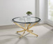 Brooke - Round Glass Top Coffee Table Metal Base - Brass