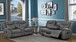 Conrad - 2 Piece Upholstered Padded Arm Motion Sofa Set - Gray