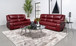 Camila - 2 Piece Upholstered Reclining Sofa Set - Red