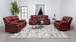 Camila - 3 Piece Upholstered Reclining Sofa Set - Red