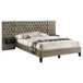 Marley - Upholstered Eastern King Platform Bed With Headboard Panels - Light Brown And Walnut