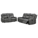 Raelynn - 2 Piece Upholstered Reclining Sofa Set - Gray