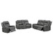 Raelynn - 3 Piece Upholstered Reclining Sofa Set - Gray