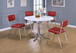 Retro - 5 Piece Round Dining Table Set - White And Red