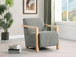 Diego - Upholstered Accent Arm Chair With Wood Arms - Gray