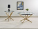 Brooke - 2 Piece Round Glass Top Coffee Table Set - Brass