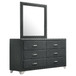 Melody - 6-Drawer Upholstered Dresser With Mirror - Gray
