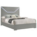 Ives - Queen Panel Bed LED Headboard - Gray High Gloss