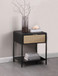Amherst - 1-Drawer Radio Weave Rattan Metal Side Table - Black
