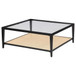 Amherst - Glass Top Metal with Cane Shelf Coffee Table - Black